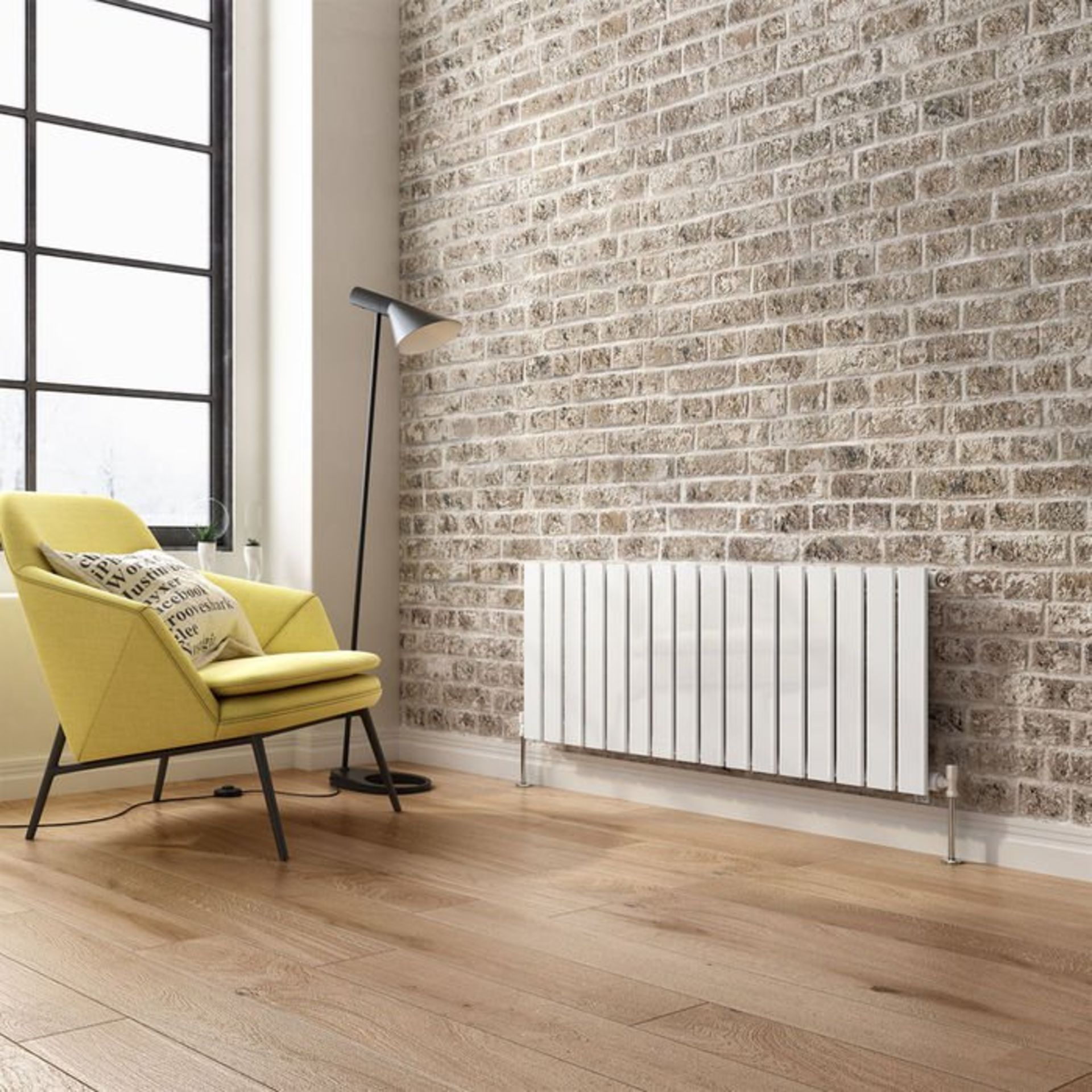 (Z89) 450x1216mm Gloss White Single Flat Panel Horizontal Radiator. MRRP £349.98. Low carbon - Image 2 of 3