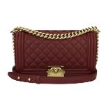 Chanel Old Medium Quilted Boy Black Lambskin Shiny Gold Hardware 2015