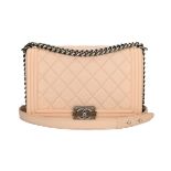 Chanel New Medium Boy Pink Calfskin Large Quilt Ruthenium Hardware 2015