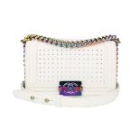 Chanel Small LED Boy White Lambskin Rainbow Hardware 2017