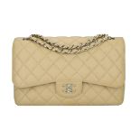 Chanel Double Flap Jumbo Beige Clair Caviar Silver Hardware 2013