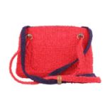 Chanel Vintage Unique Prototype Red Blue Wool Tweed Shoulder Bag