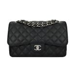 Chanel Double Flap Jumbo Black Caviar Silver Hardware 2011