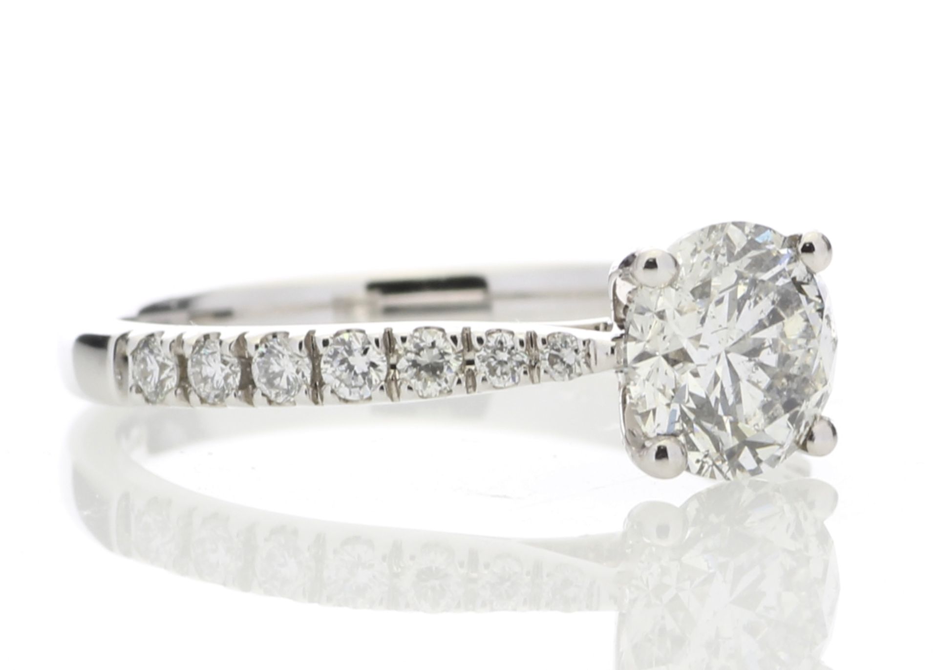18ct White Gold Single Stone diamond Ring With Stone Set Shoulders (1.07) 1.30 - Image 3 of 4