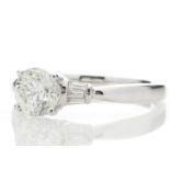 18ct White Gold Single Stone Diamond Ring With Baguette (1.02) 1.15