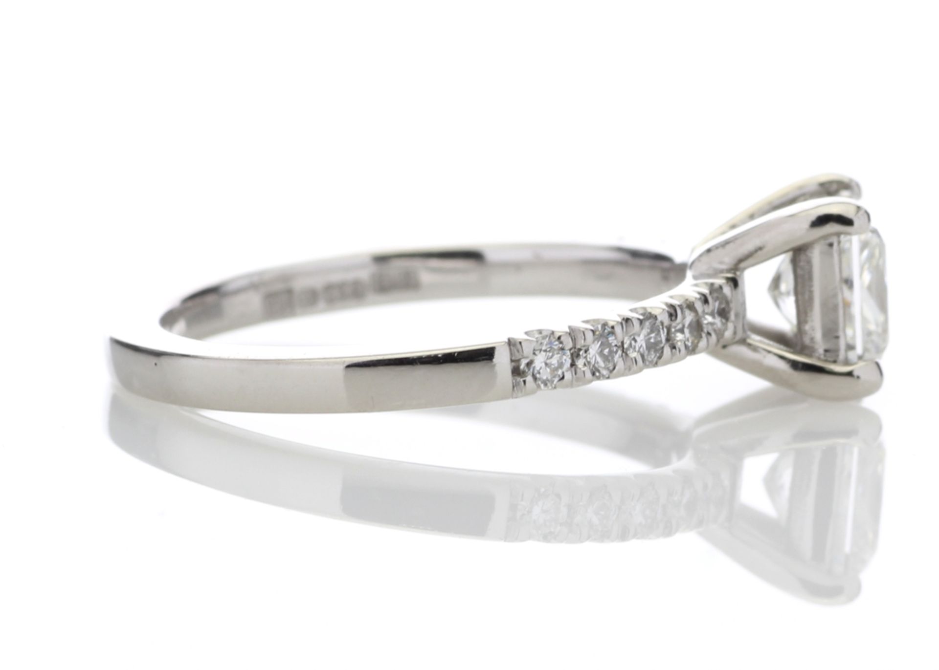 Platinum Single Stone Claw Set With Stone Set Shoulders Diamond Ring 0.91 - Image 3 of 4