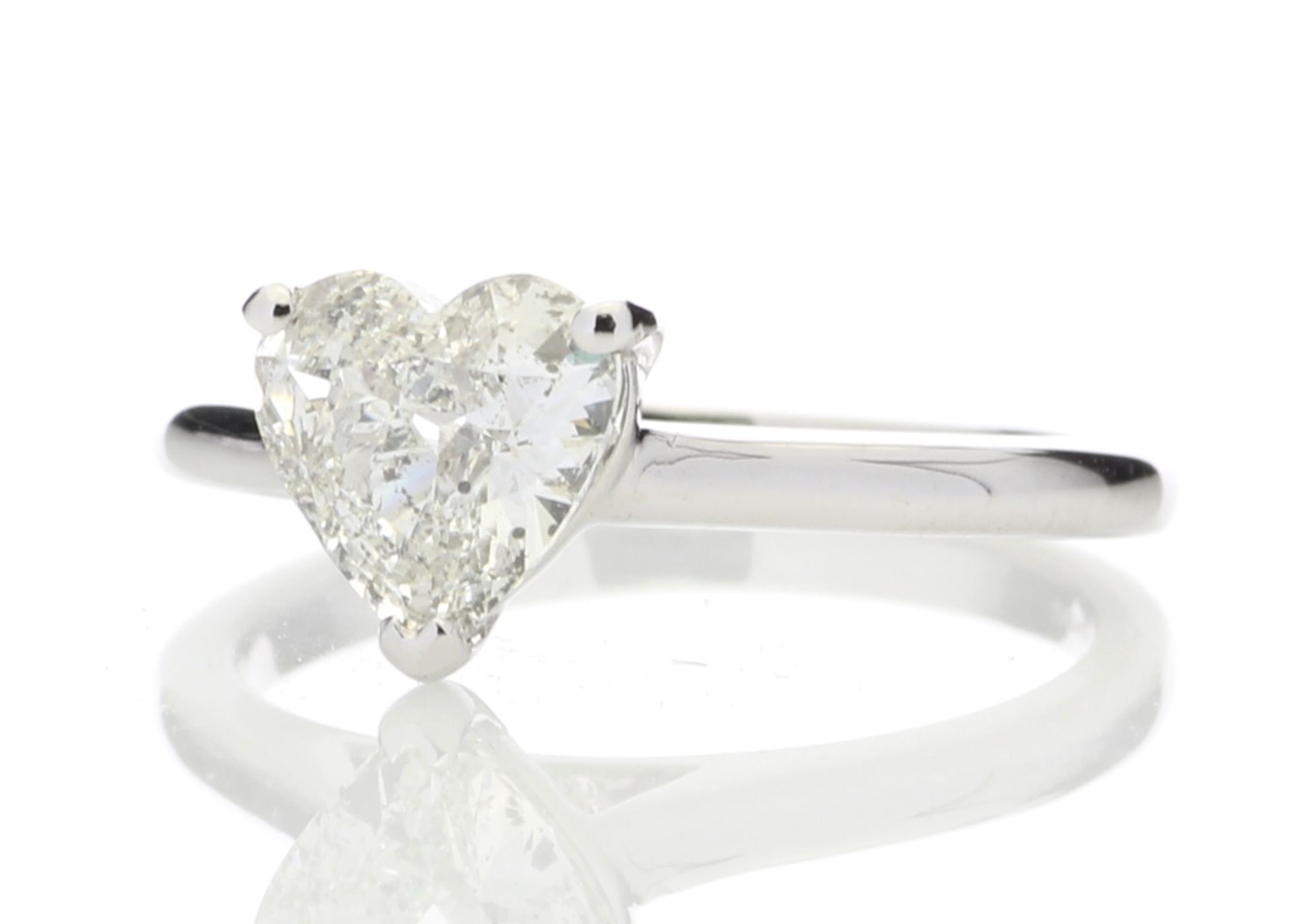 18ct White Gold Single Stone Heart Cut Diamond Ring 1.04 - Bild 2 aus 4
