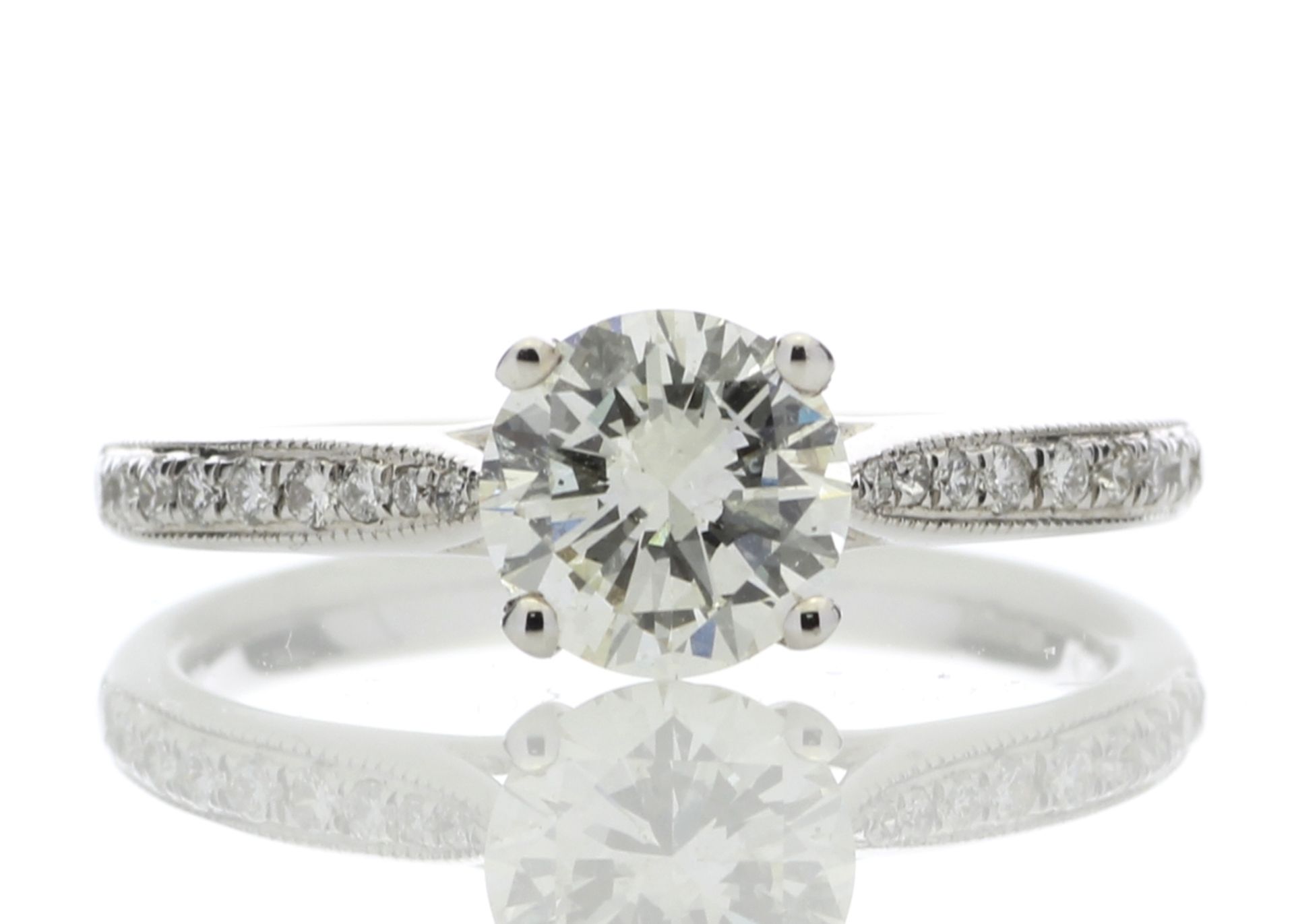 18ct White Gold Single Stone Diamond Ring With Stone Set Shoulders (1.02) 1.15 - Image 4 of 4