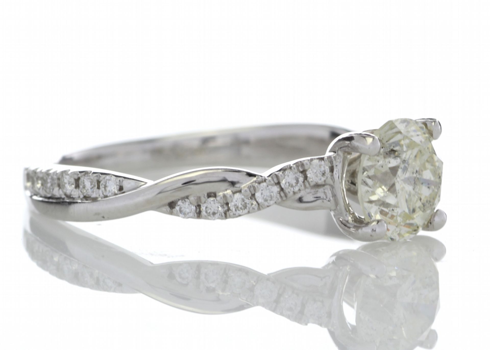 18ct White Gold Single Stone Diamond Ring With Waved Stone Set Shoulders (1.06) 1.22 - Image 3 of 4