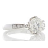 18ct White Gold Single Stone Diamond Ring With Stone Set Shoulders (1.50) 1.61