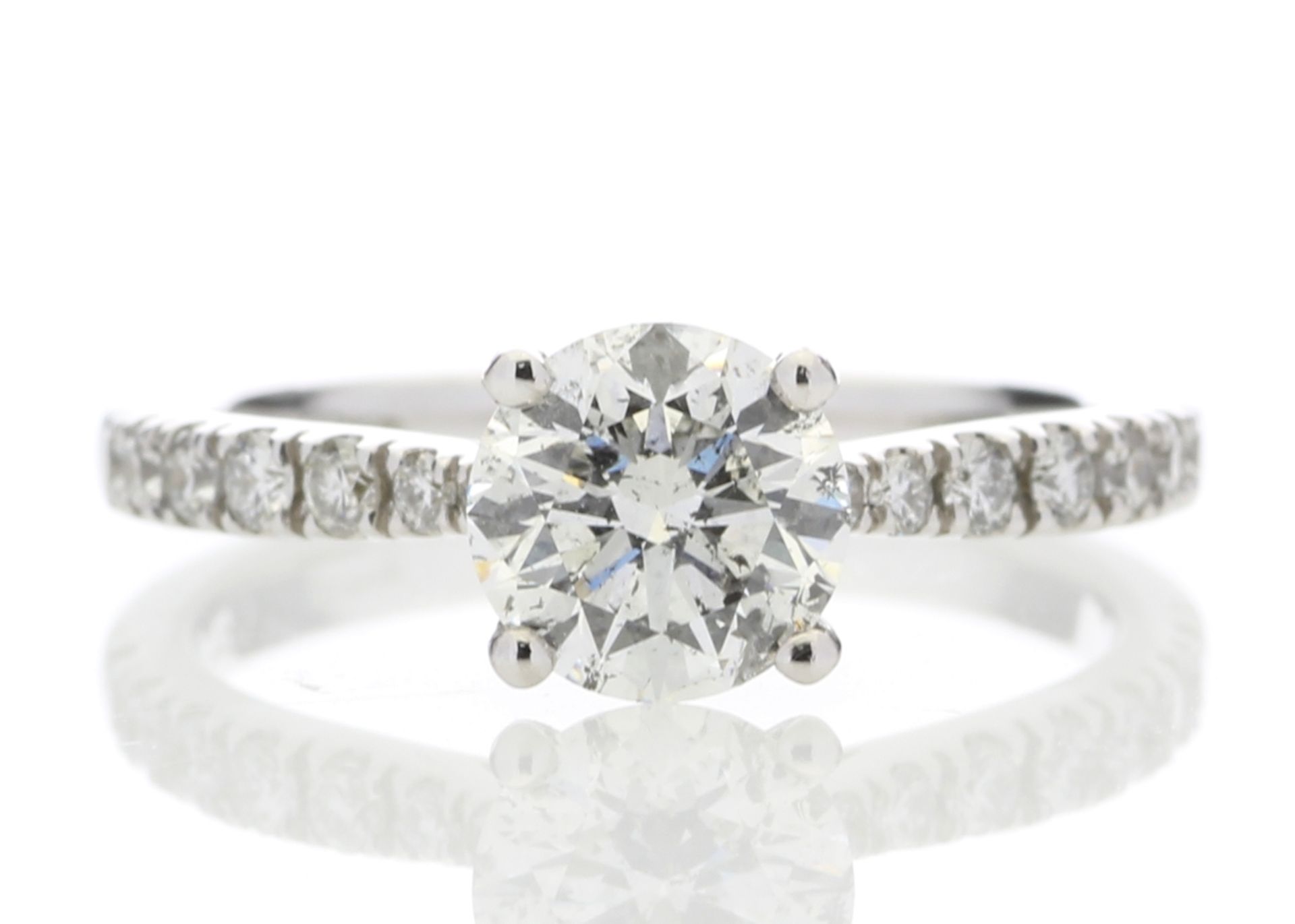 18ct White Gold Single Stone diamond Ring With Stone Set Shoulders (1.07) 1.30 - Image 4 of 4