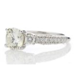 18ct White Gold Single Stone Claw Set With Stone Set Shoulders Diamond Ring (1.40) 2.07