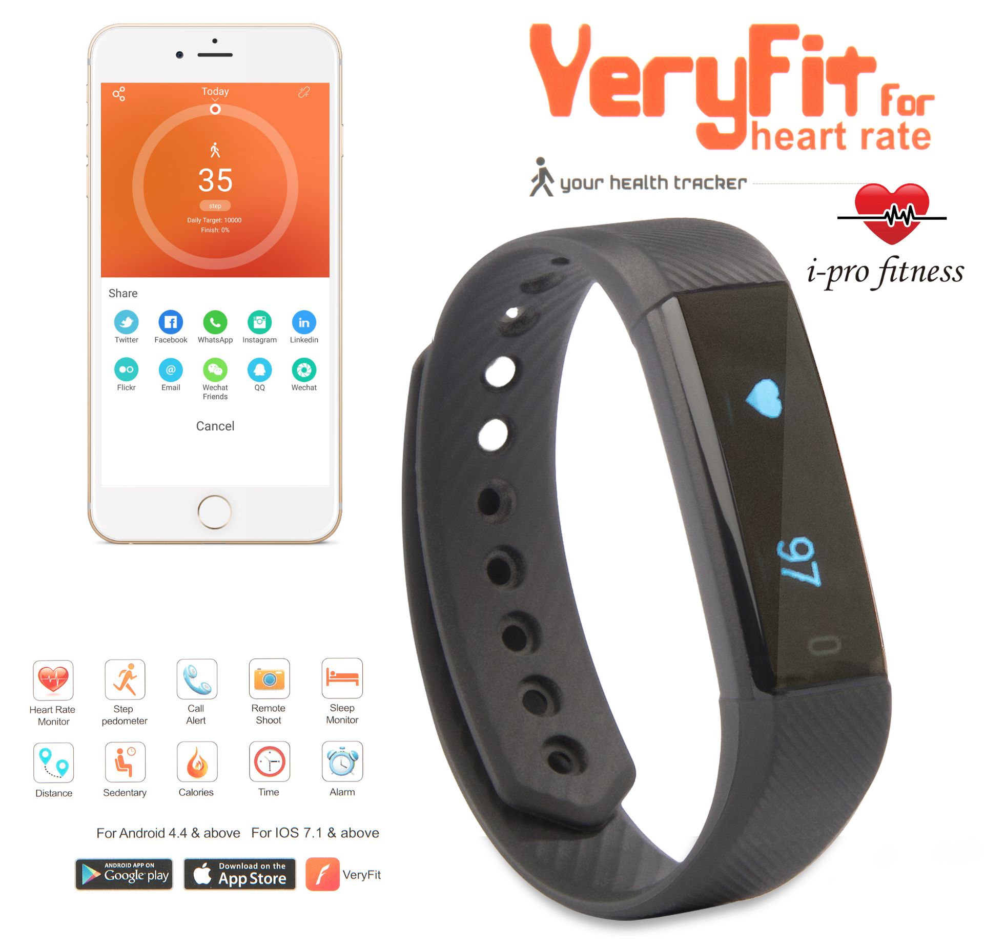 i-Pro ID115 Fitness Tracker _ Seamless Pairing With VeryFit 2.0 App _ Bluetooth Exercise Tracker, - Image 3 of 7