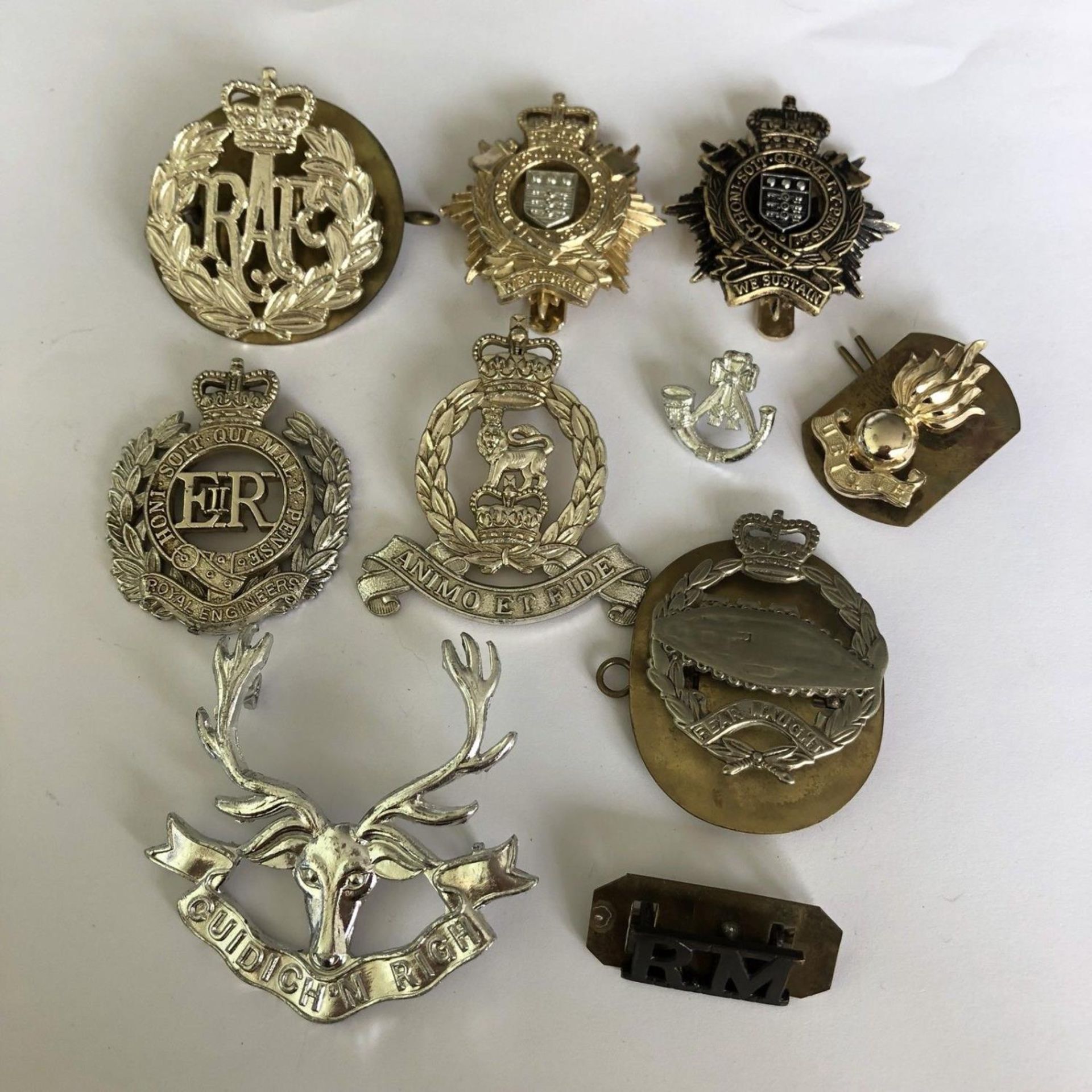 Group of 10 British military cap badges