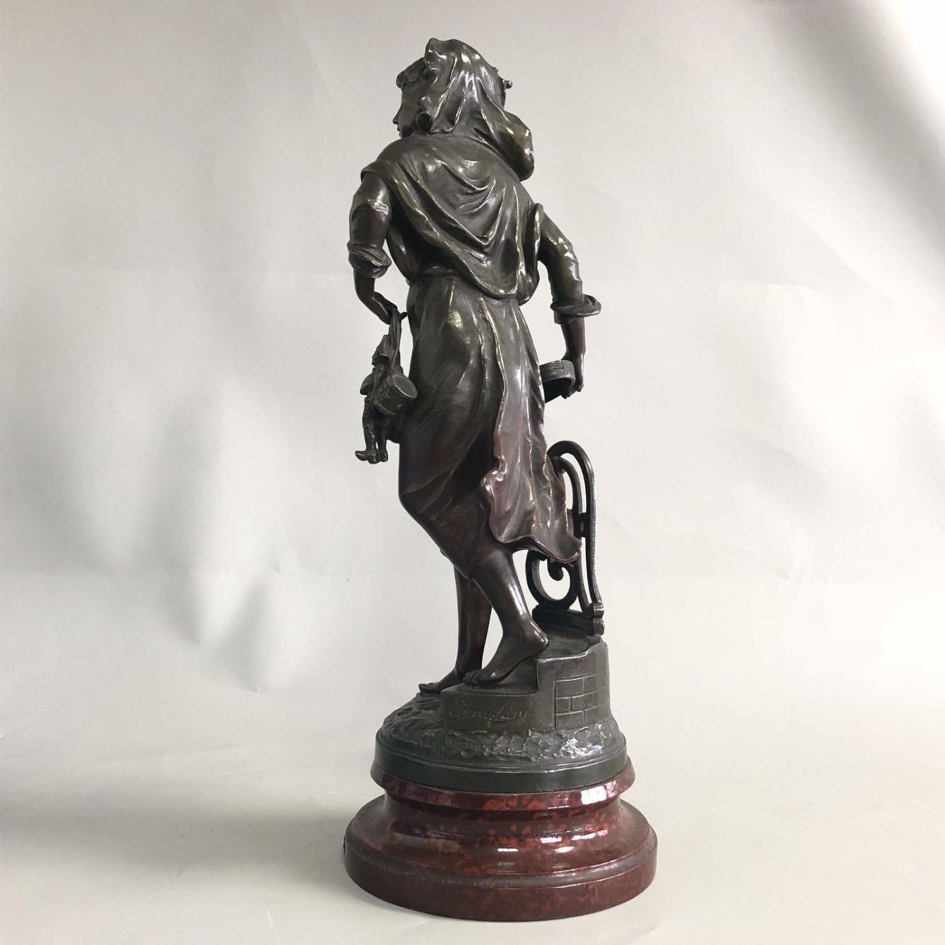 Antique French Bronzed Spelter sculpture figurine 'Noel' - After Emile Bruchon - Image 5 of 8