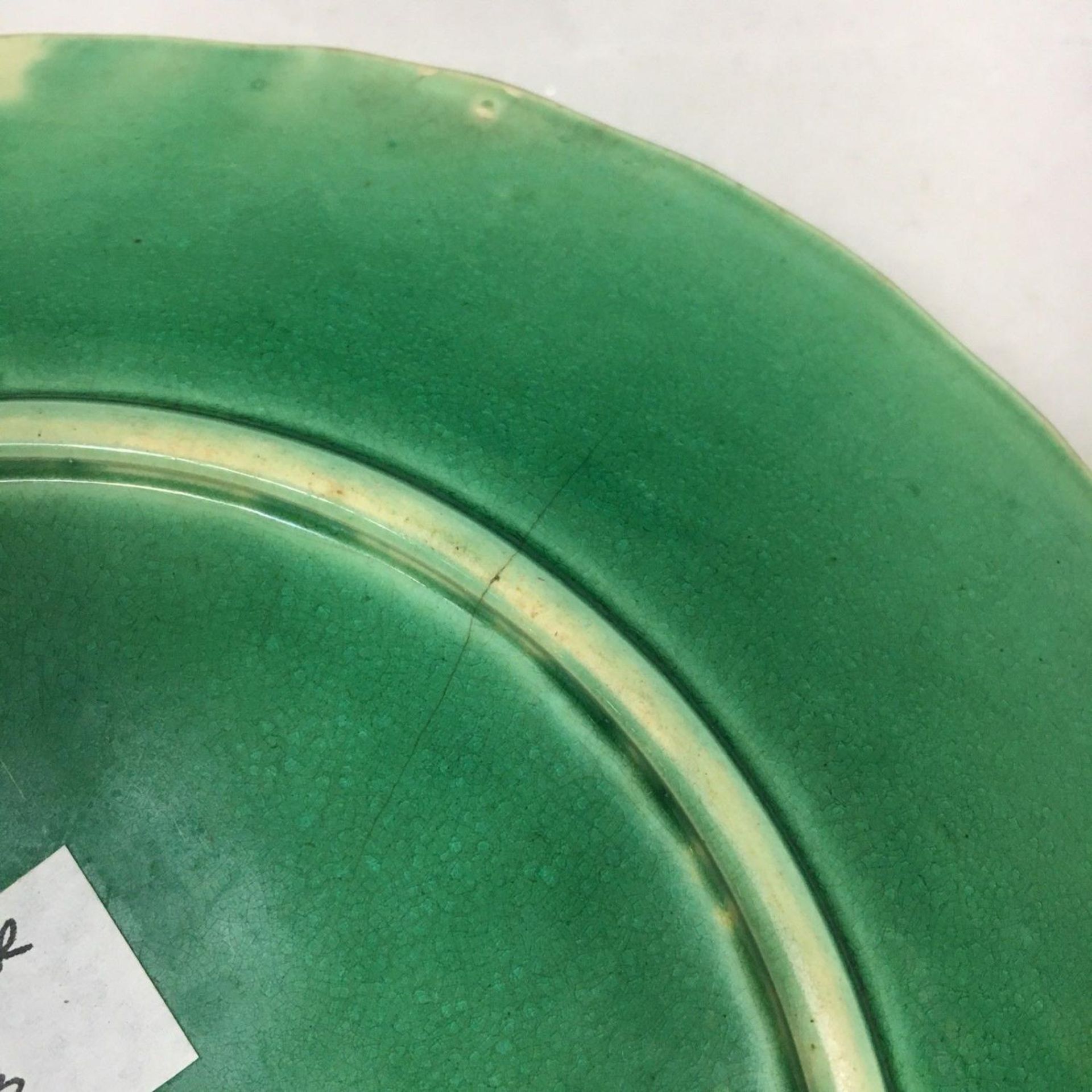 3 x Antique 19th Century Majolica Green Geranium Dessert Plates Hope & Carter - Image 5 of 5