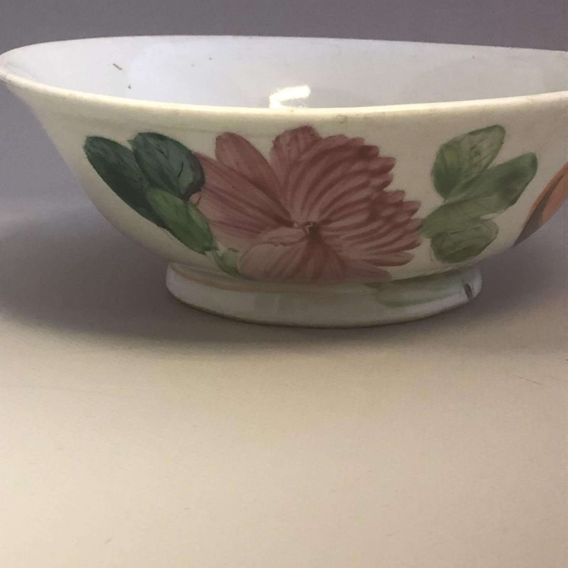 Oriental Antique Porcelain Flared Bowl decorated with hand painted Cockerel etc - Image 3 of 5