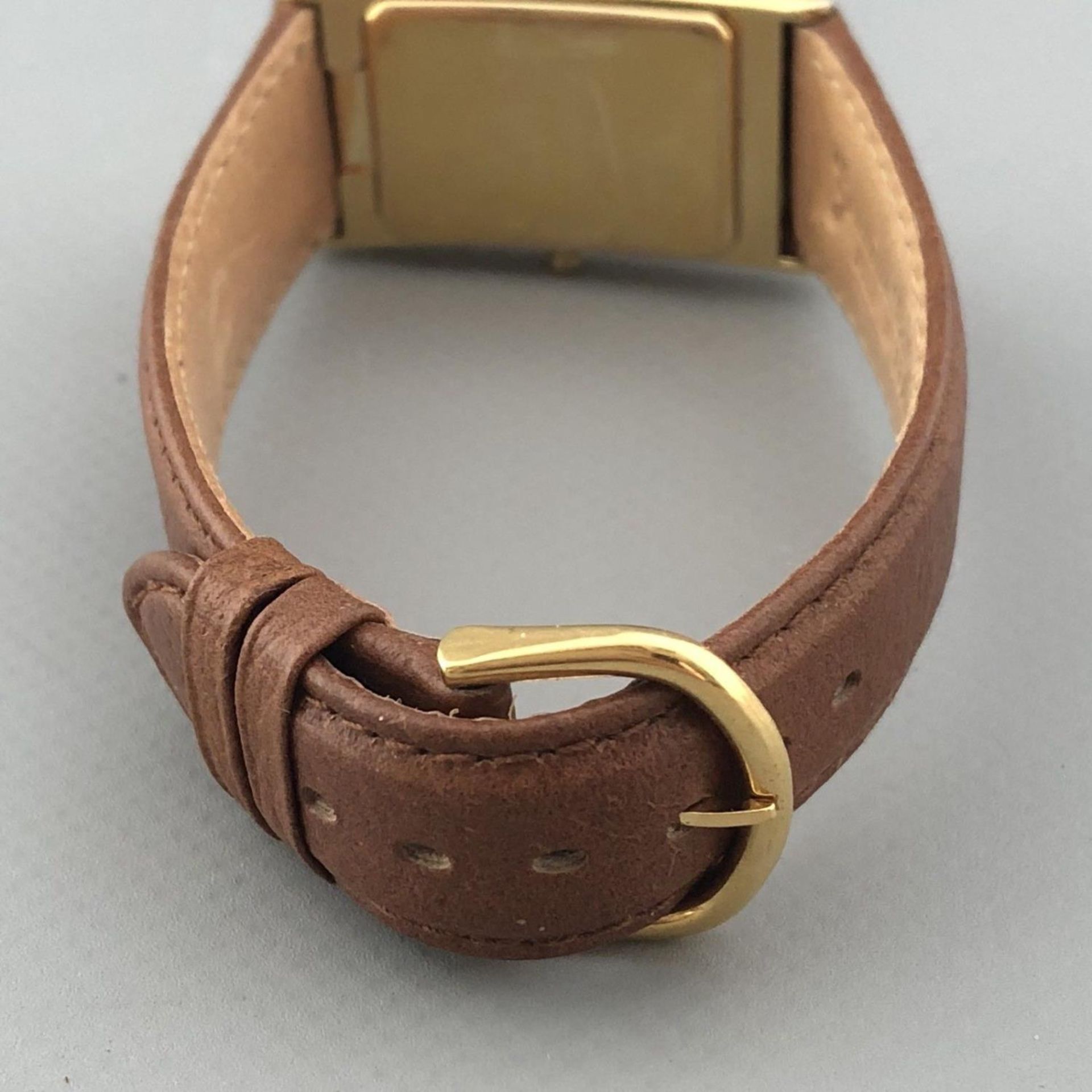 Retro Christian Dior Modele Depose Ladies Watch Gold Plated Tan Leather Strap - Image 8 of 8