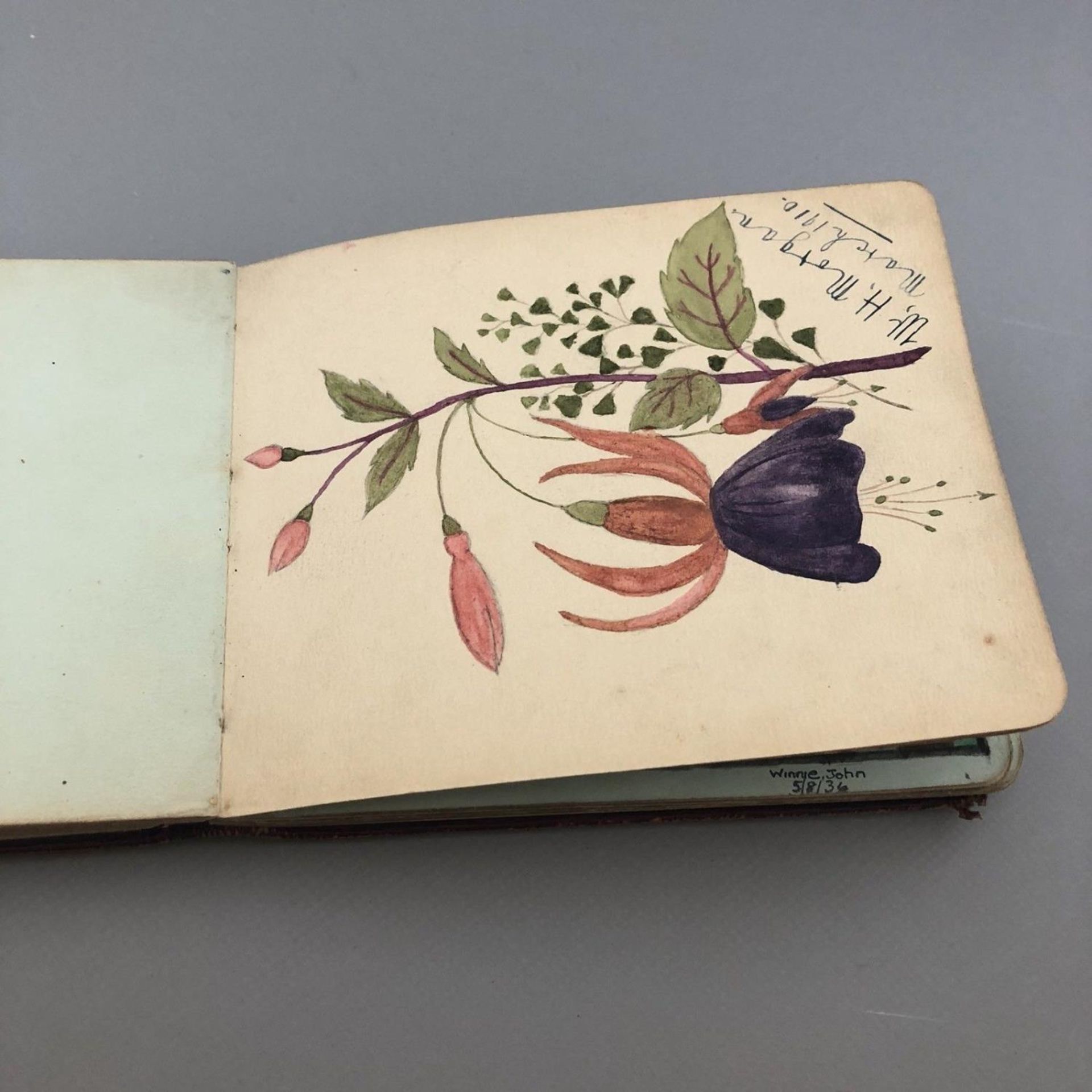 WWI AUTOGRAPH SKETCH ALBUM - DRAWINGS SAYINGS POETRY ETC. 1909 - 1936 - Image 4 of 12