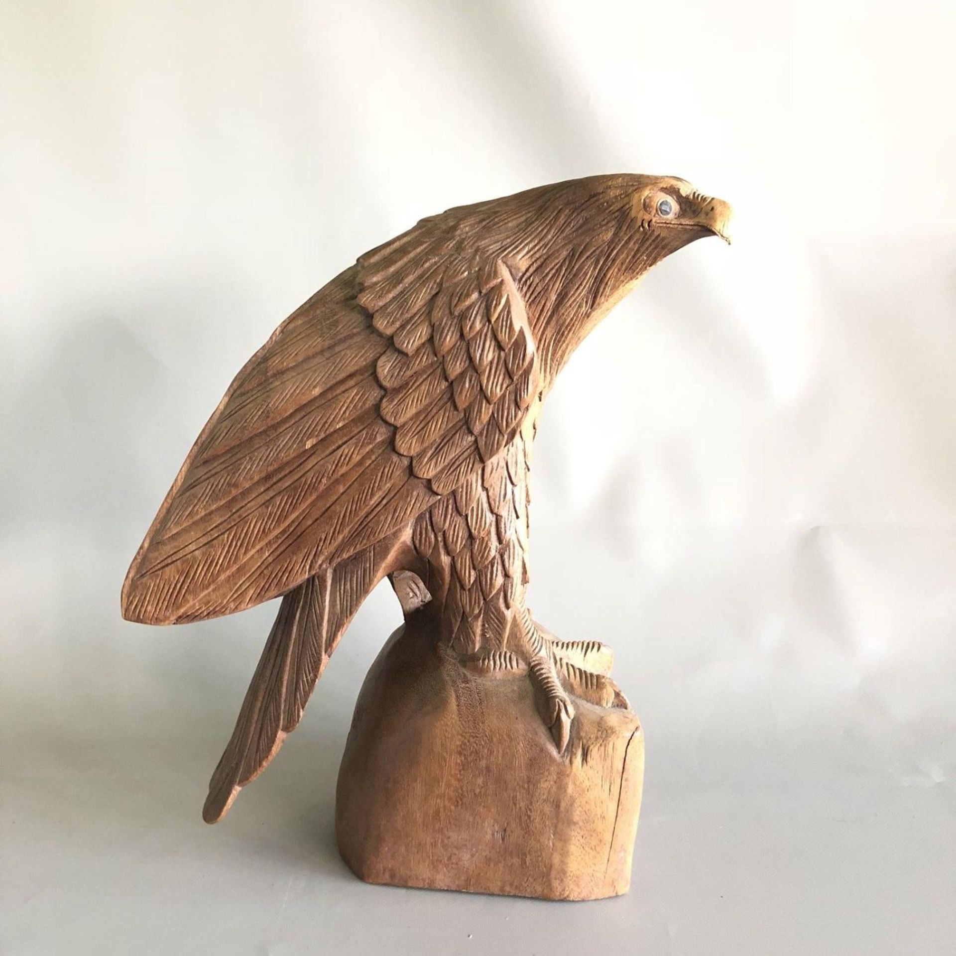 Beautiful large carved wood/wooden figure of a Golden Eagle - 38cm (15 inches) - Image 5 of 9
