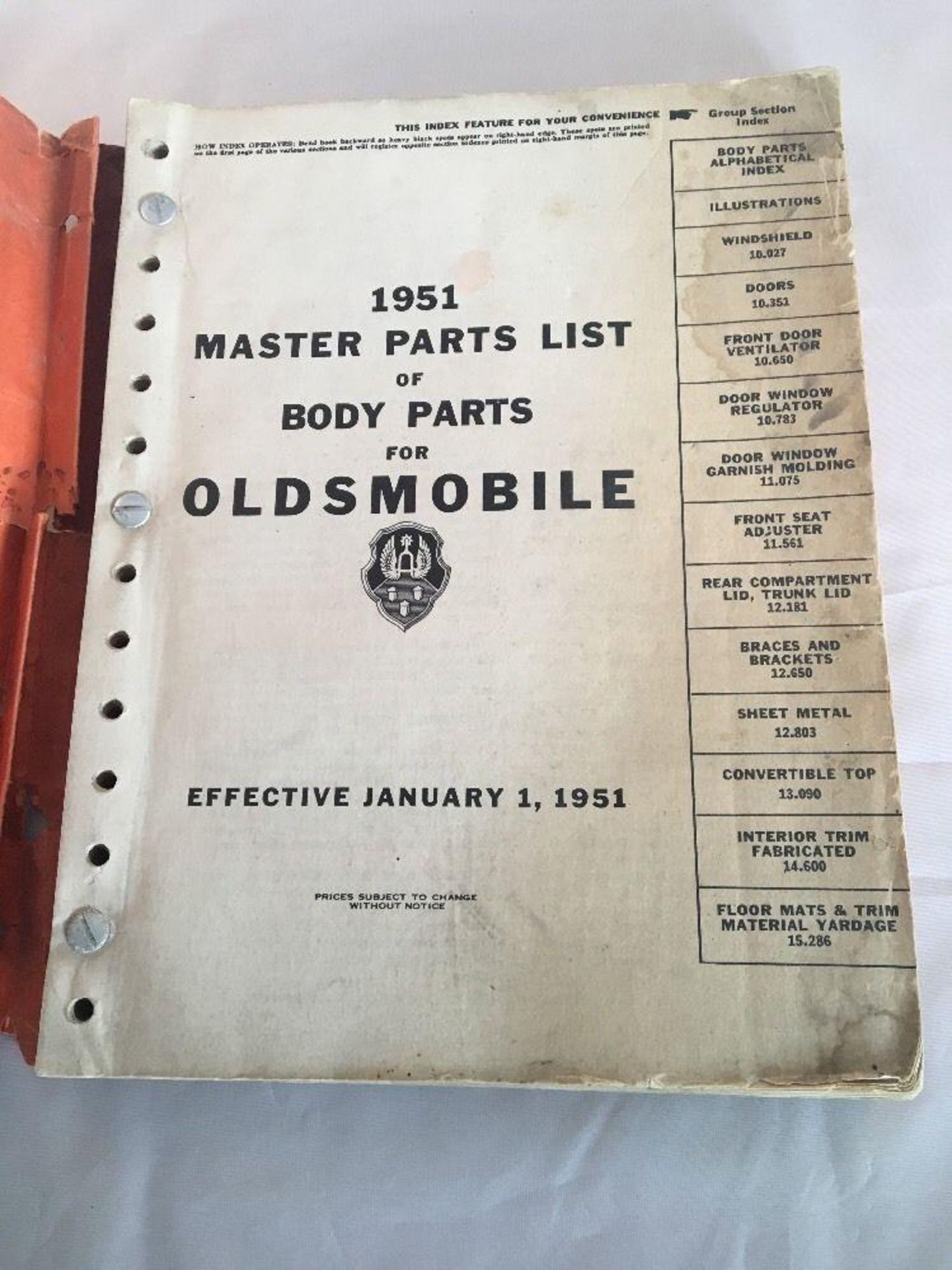 1952 Master Body Parts Book OLDSMOBILE Car Vintage - Image 2 of 4