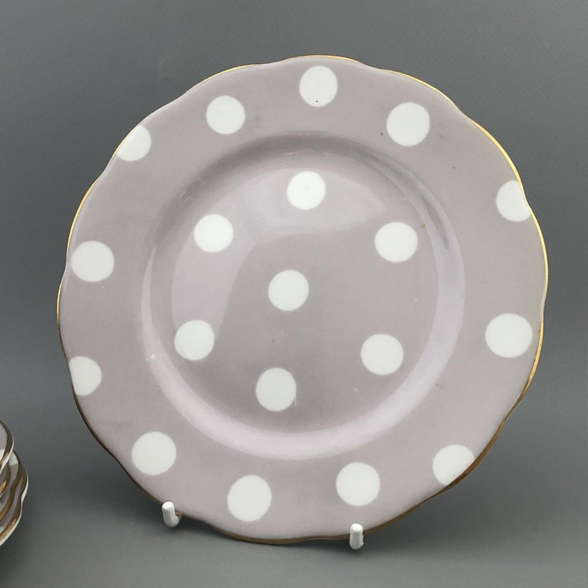 Vintage English Porcelain 18 Piece Tea Service Set ROYAL ALBERT Polka Dot 1950s - Image 5 of 10