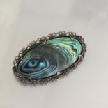 Vintage Brooch - Oval Paua Shell in a Silver filigree mount