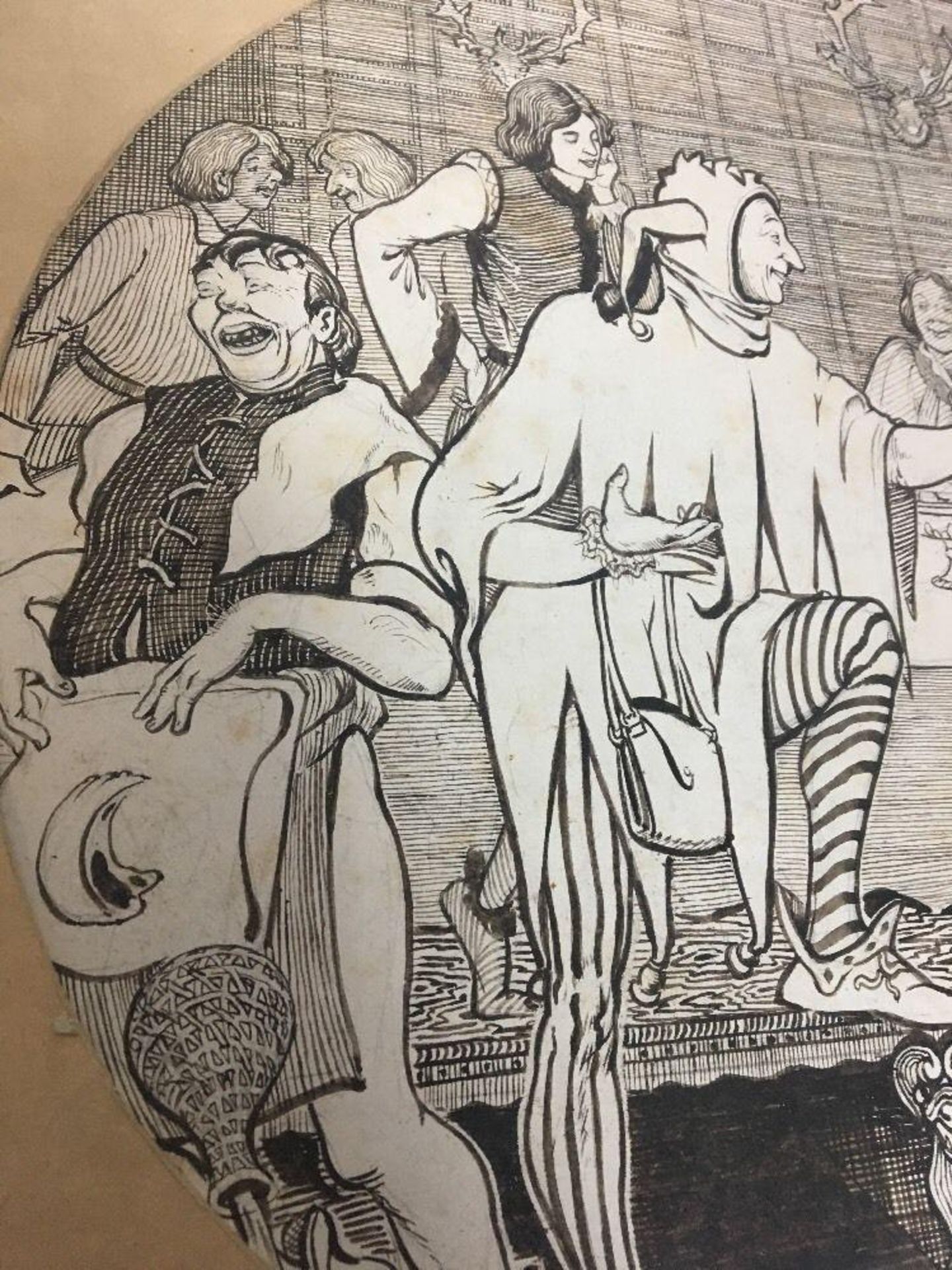 Large Old Antique Ink Drawing Cartoon Illustration "Yorick" by A Ledder Buckley - Image 3 of 5
