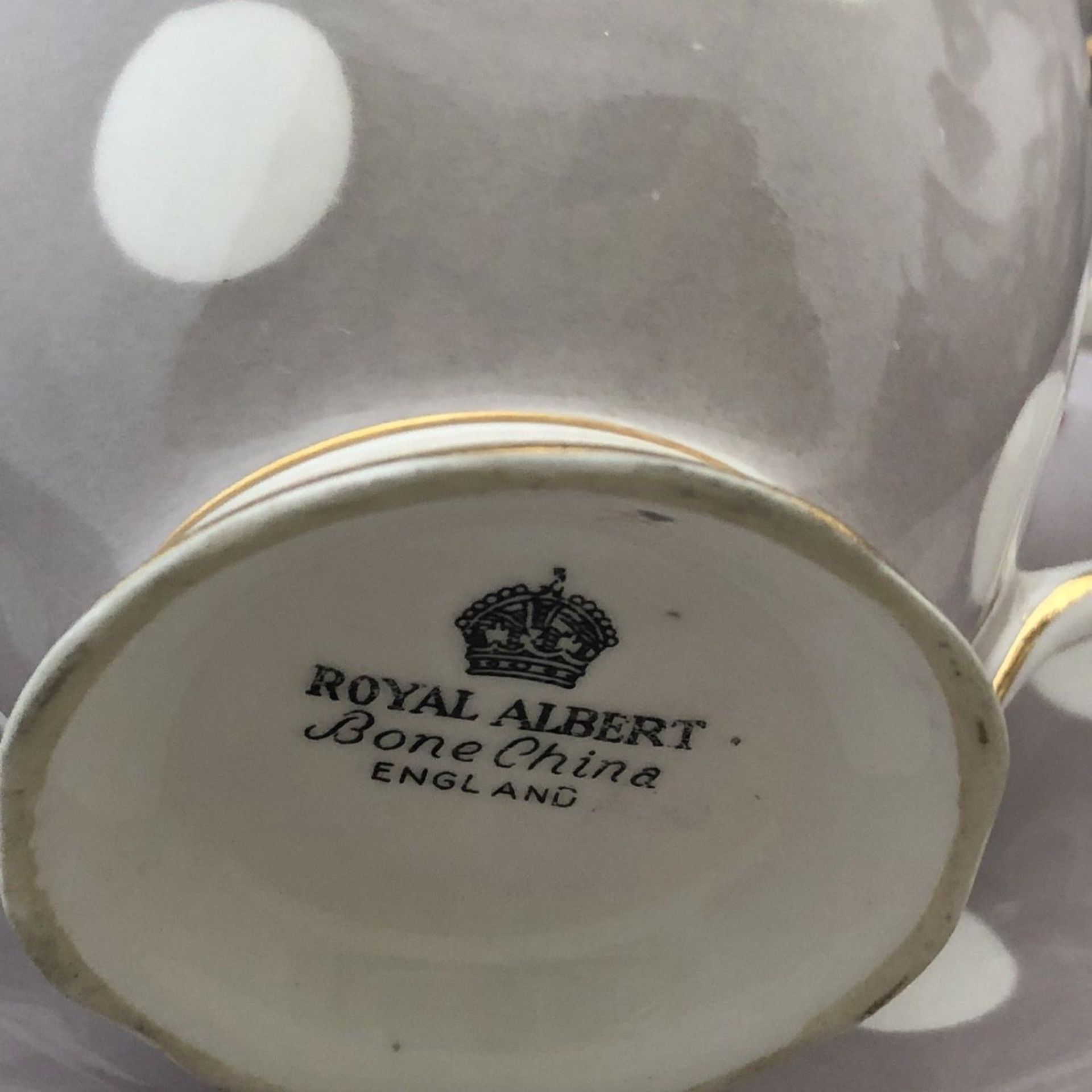 Vintage English Porcelain 18 Piece Tea Service Set ROYAL ALBERT Polka Dot 1950s - Image 3 of 10