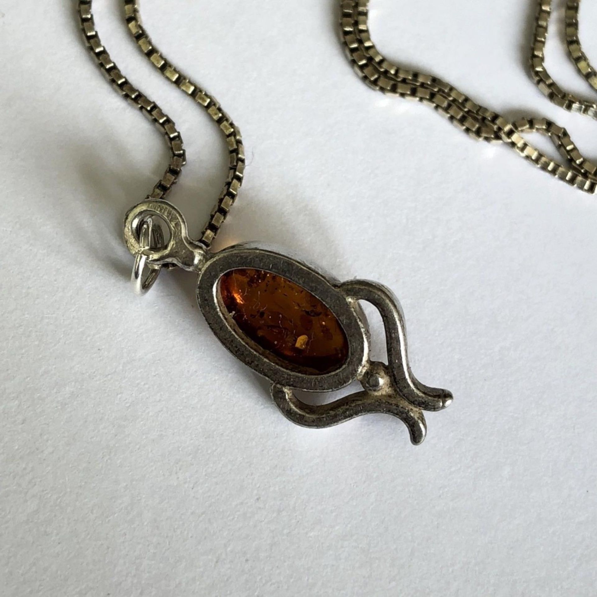 Silver and Baltic Amber Pendant on an 18 inch silver chain - Image 3 of 4