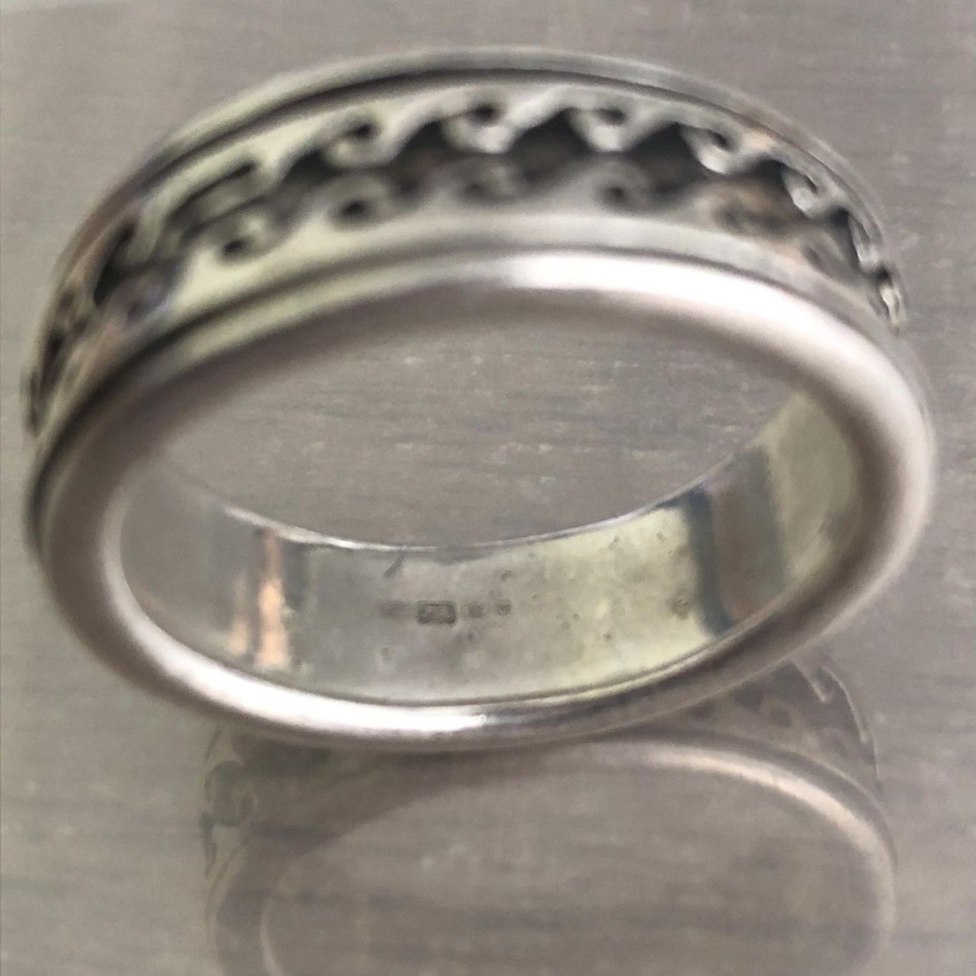 Mens Hallmarked Silver Spinning Fidget Ring - Size V - Birmingham Hallmarks - Image 2 of 3