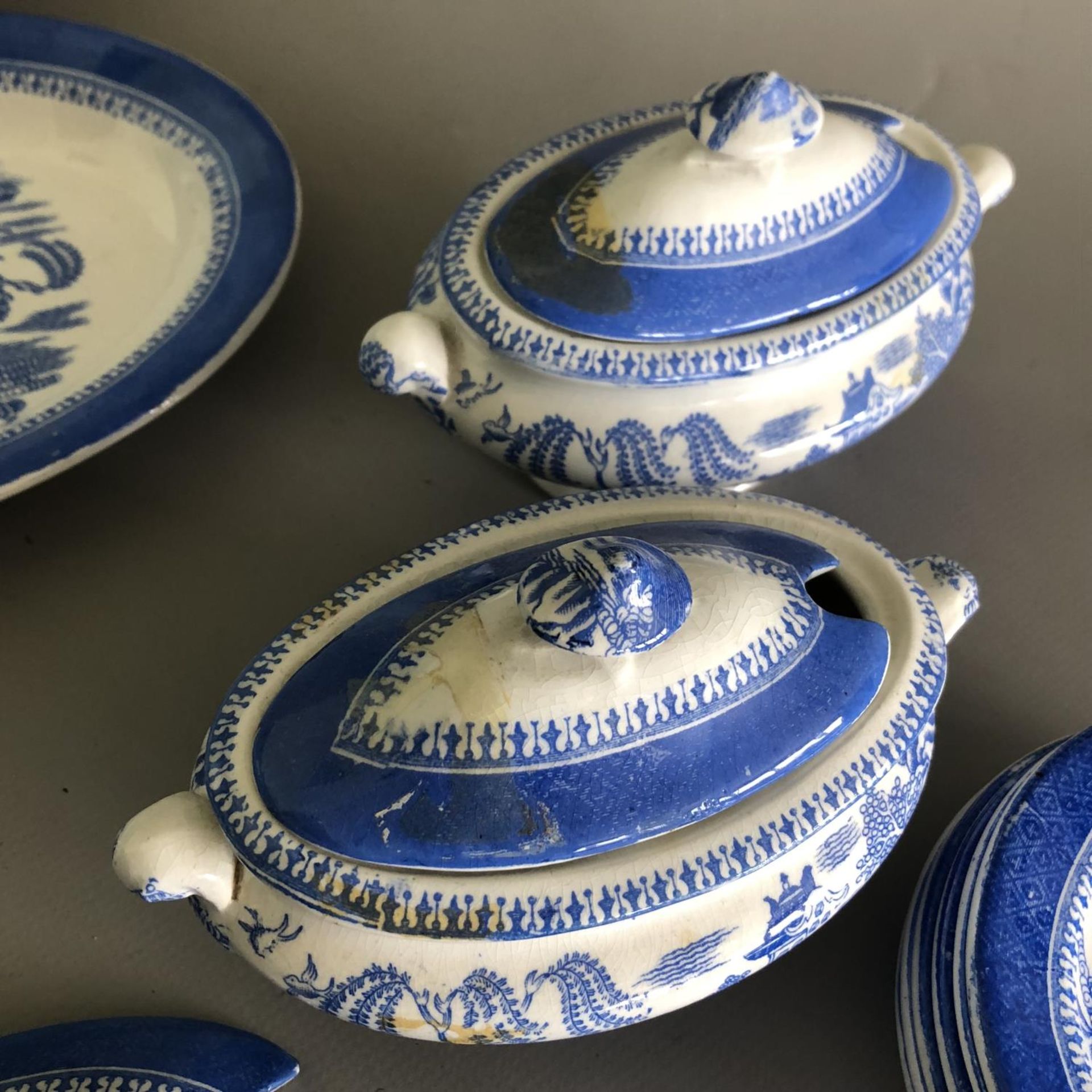 Copeland - Antique Willow Pattern Toy Child's Dinner Service 31 Pieces - c1860 - Image 4 of 9
