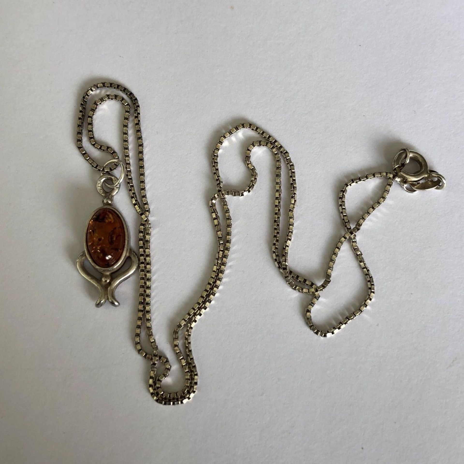 Silver and Baltic Amber Pendant on an 18 inch silver chain - Image 2 of 4