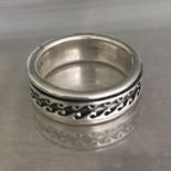 Mens Hallmarked Silver Spinning Fidget Ring - Size V - Birmingham Hallmarks