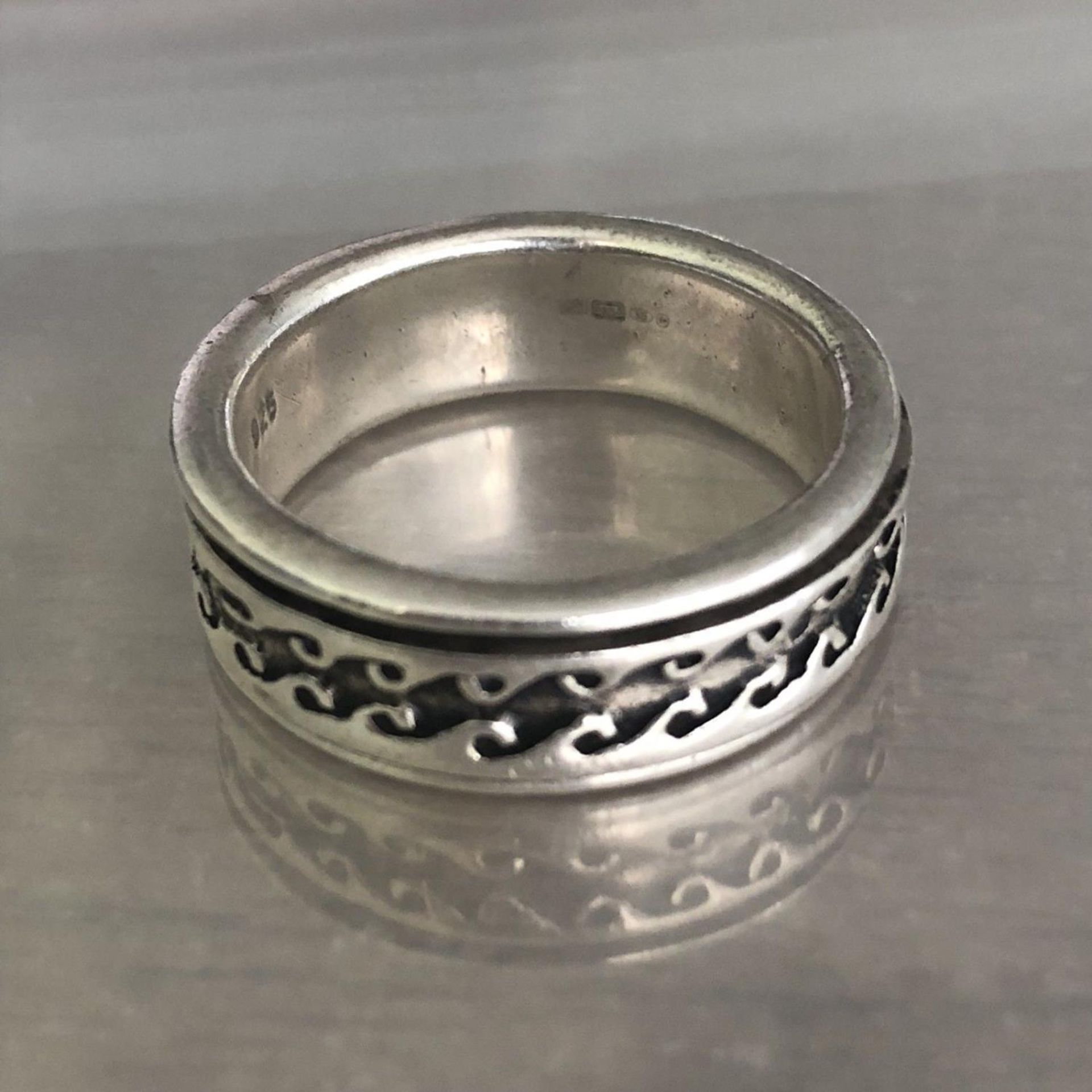 Mens Hallmarked Silver Spinning Fidget Ring - Size V - Birmingham Hallmarks