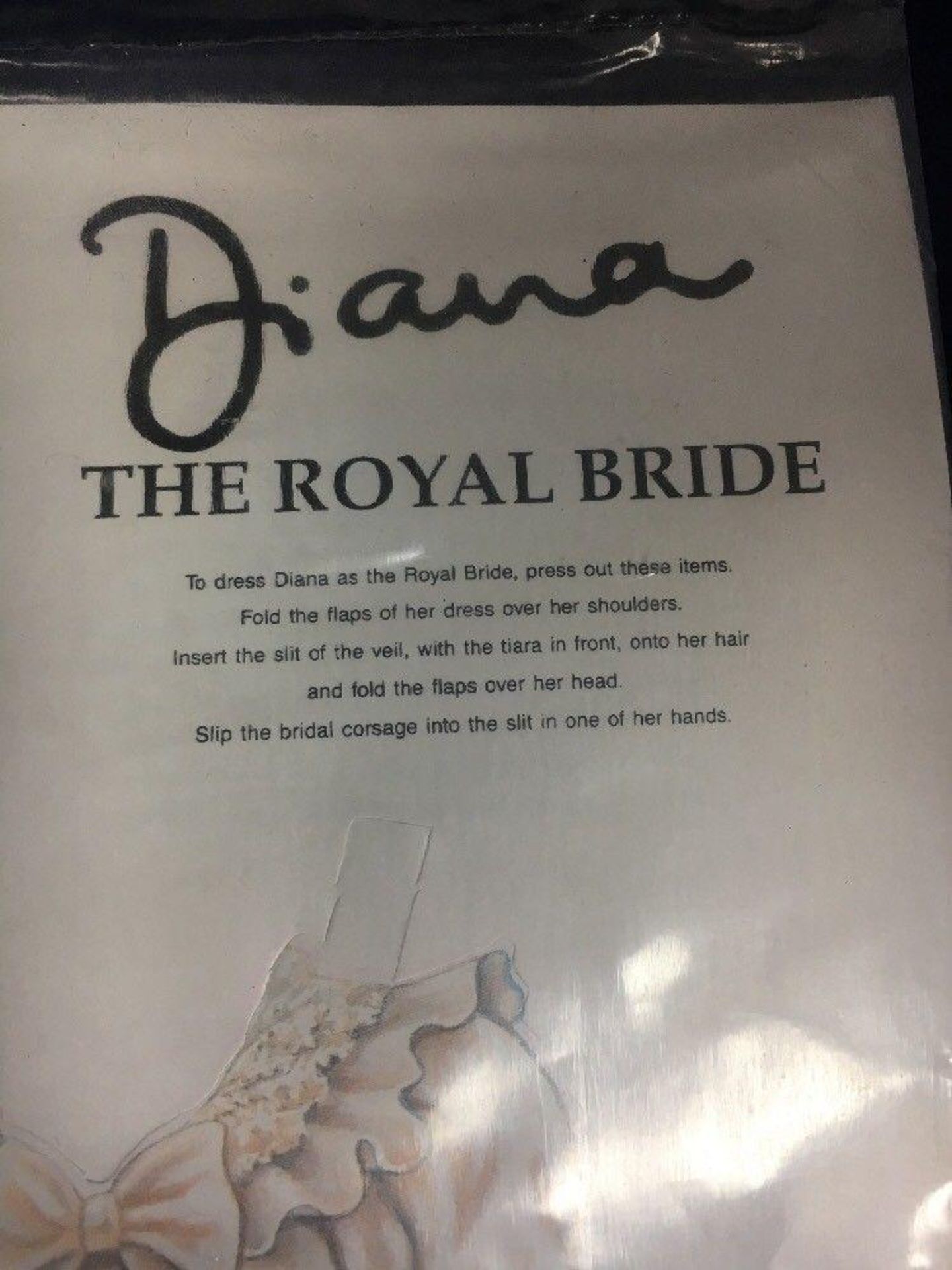 Sealed 1990s Princess Diana The Royal Bride Cardboard Dress Up Cut Out 6 Costume - Image 2 of 3