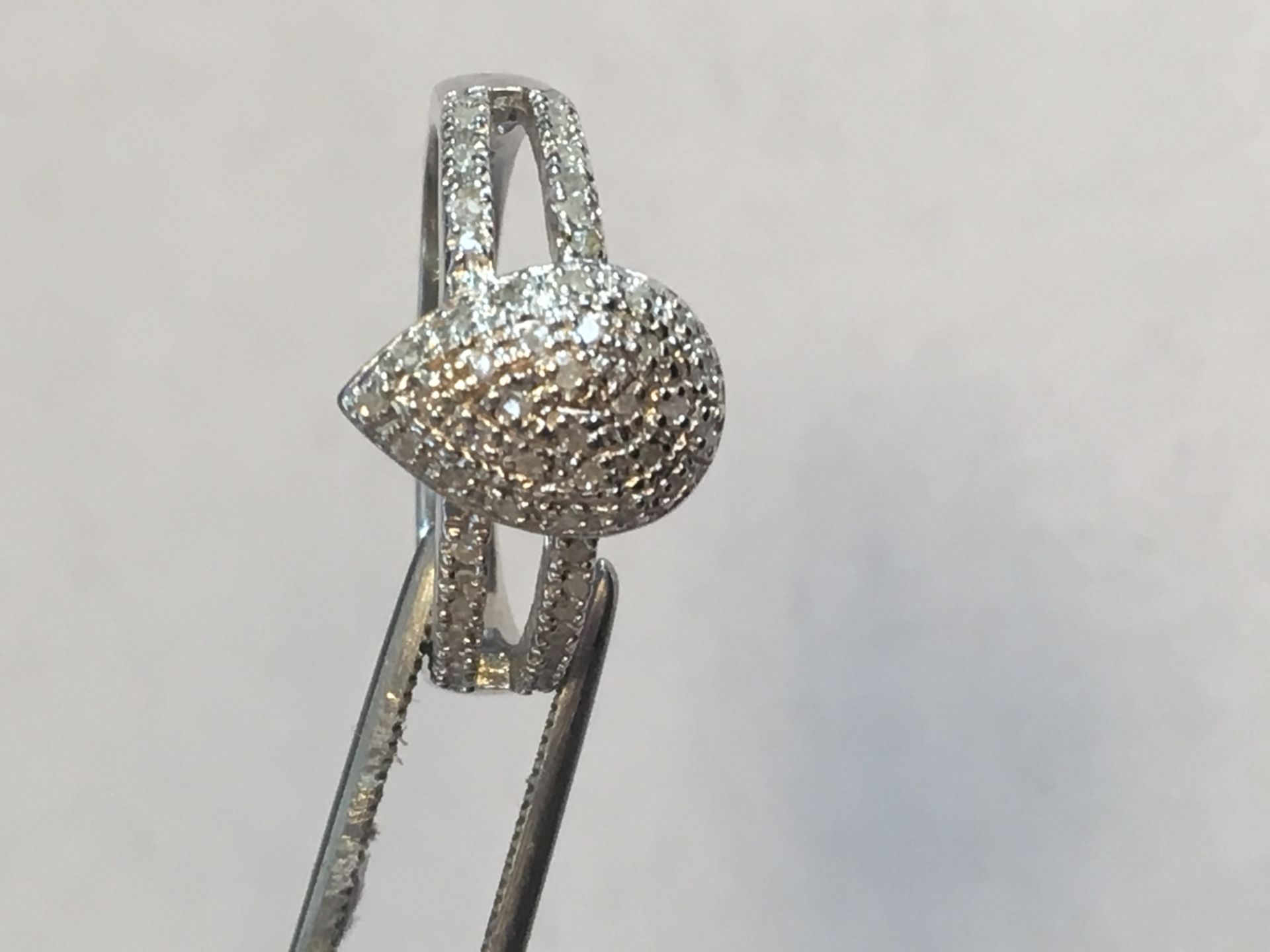 18K White Gold Over Sterling Silver Diamond Ring - Image 2 of 2