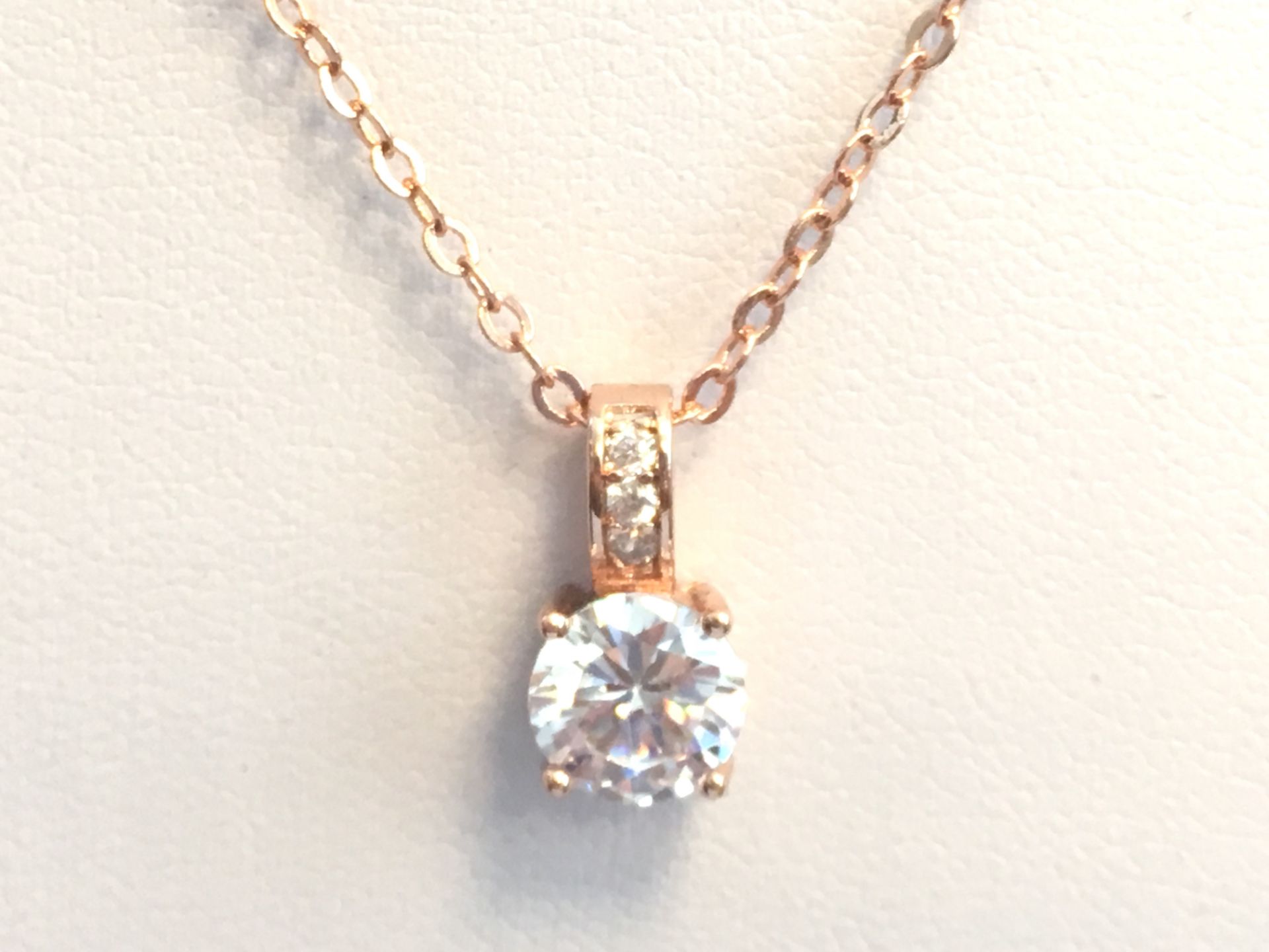 Rose Gold Plated, Three Piece, Necklace, Earring¾and Ring Set¾with Cubic Zirconia Stones - Image 4 of 4