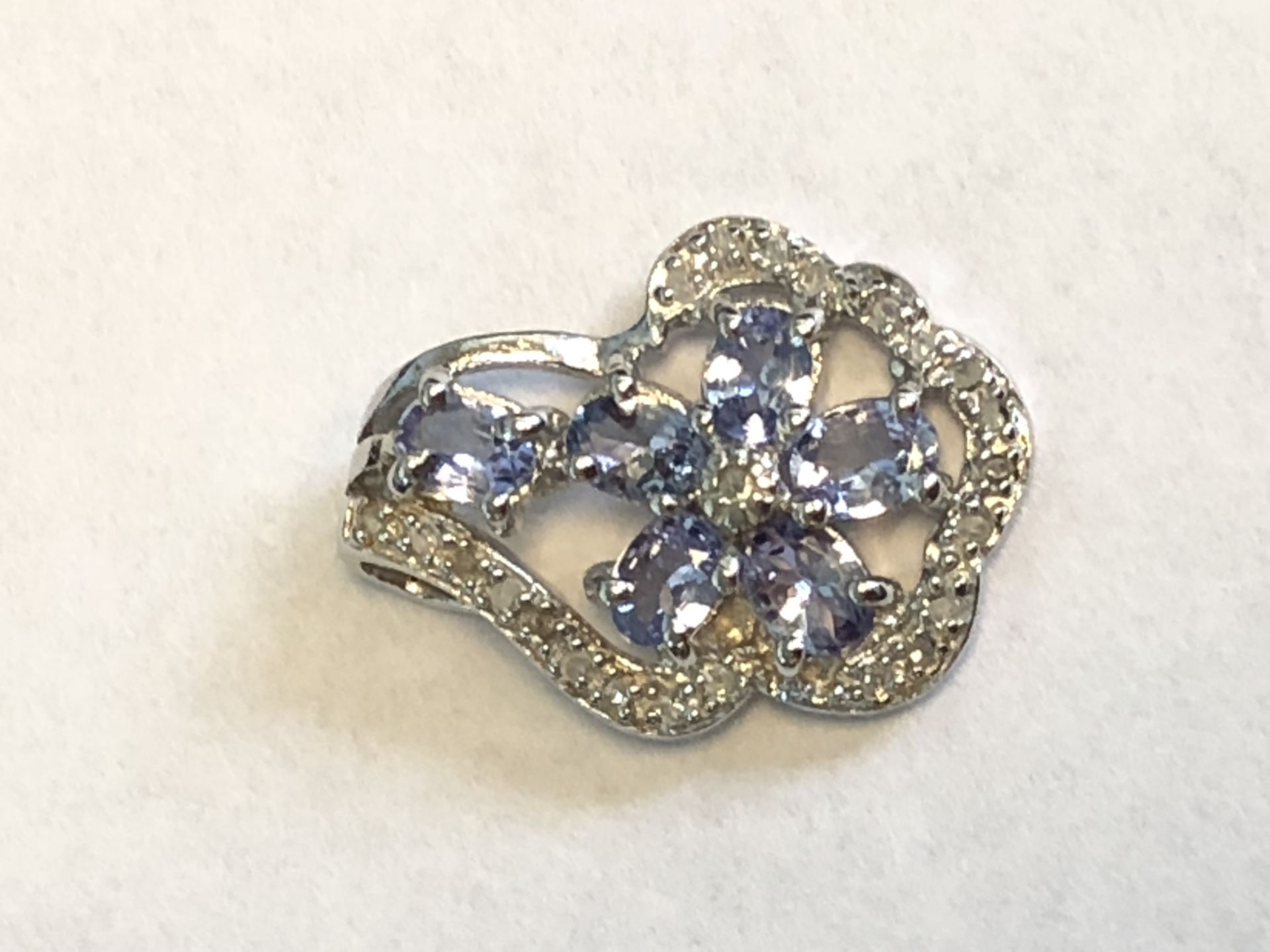 Platinum Over Sterling Silver Diamond And Sapphire Ring