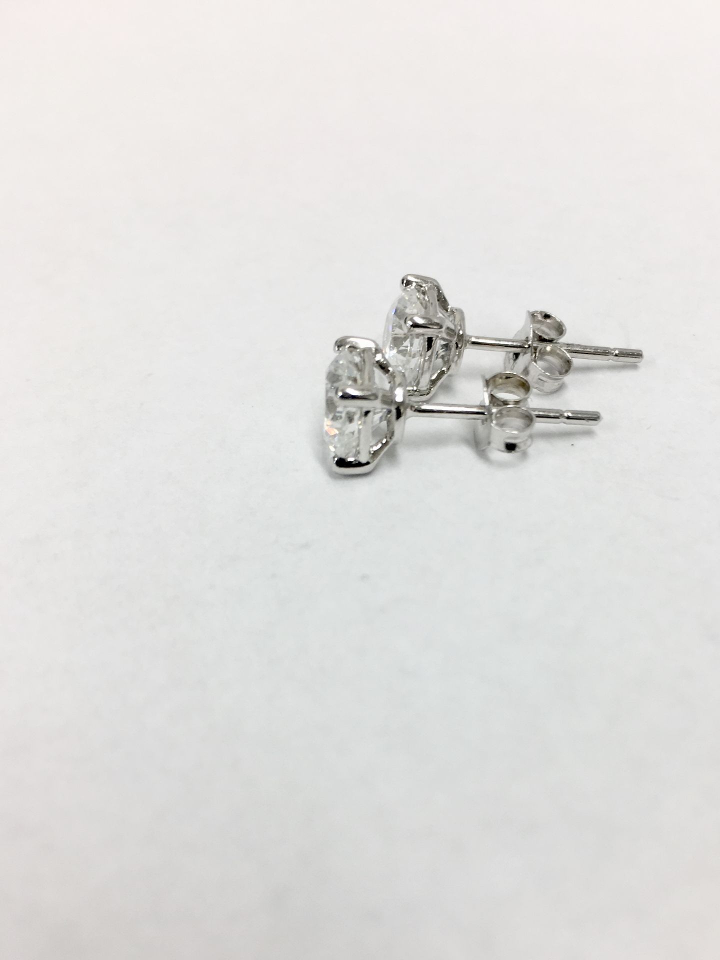 1.20ct diamond solitaire earrings set in 18ct white gold. 2 x brilliant cut diamonds, 0.60ct ( - Image 2 of 3