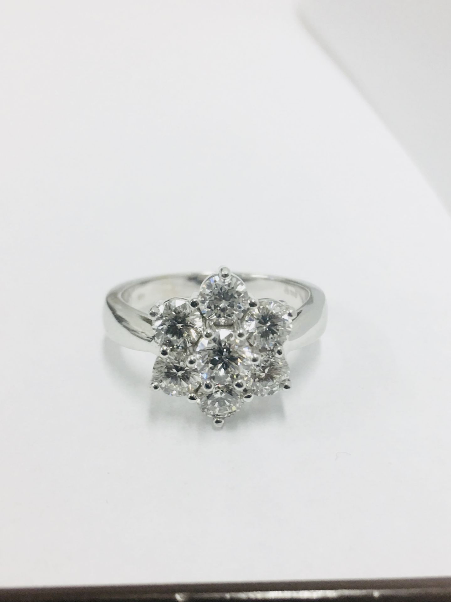 2.25ct diamond cluster style dress ring. 7 Brilliant cut diamonds, I colour and si2-3 clarity. - Image 2 of 4