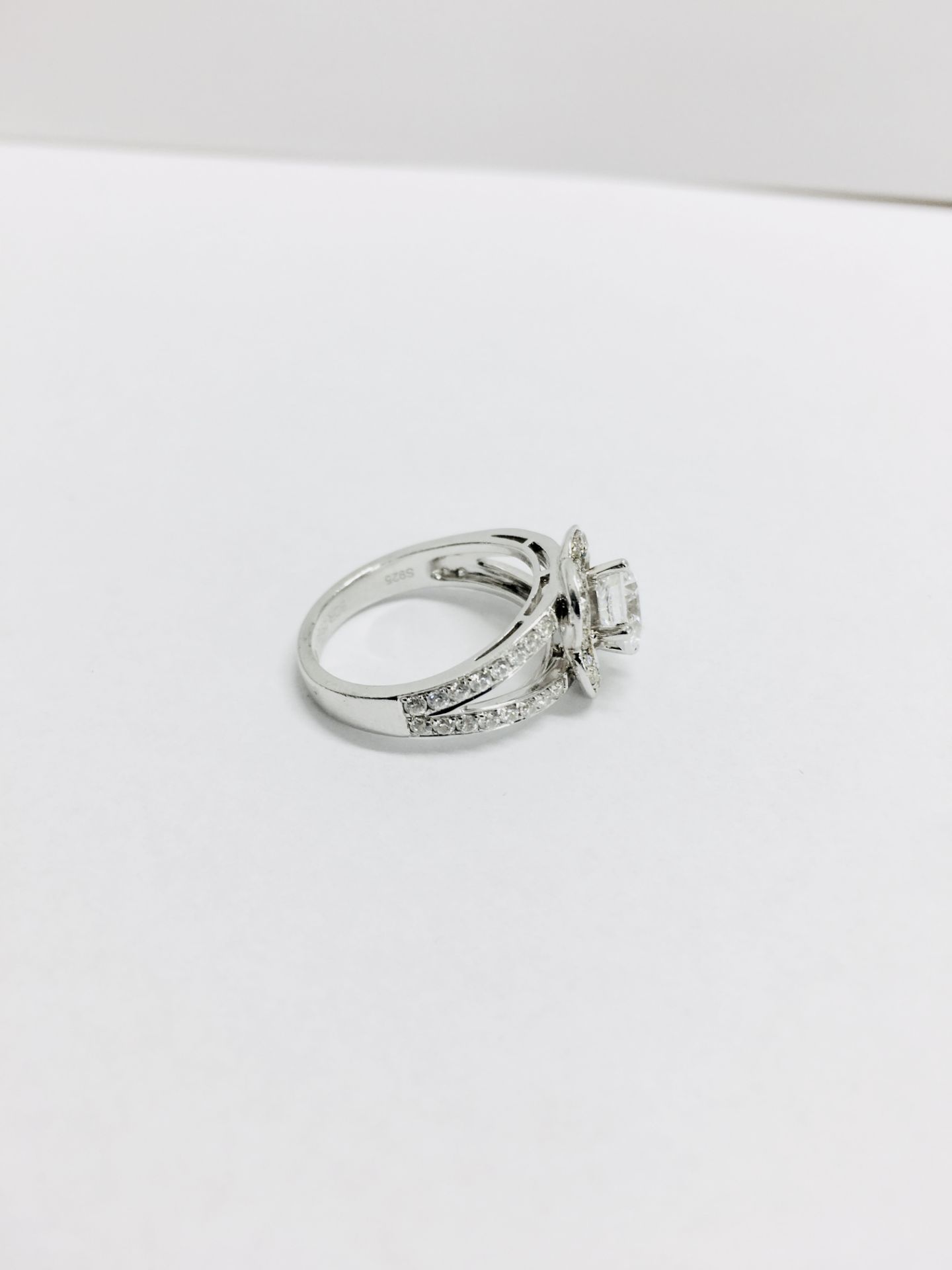 Platinum Fancy design solitaire ring,0.50ct D colour vs clarity , natural brilliant cut diamond,5. - Image 6 of 6