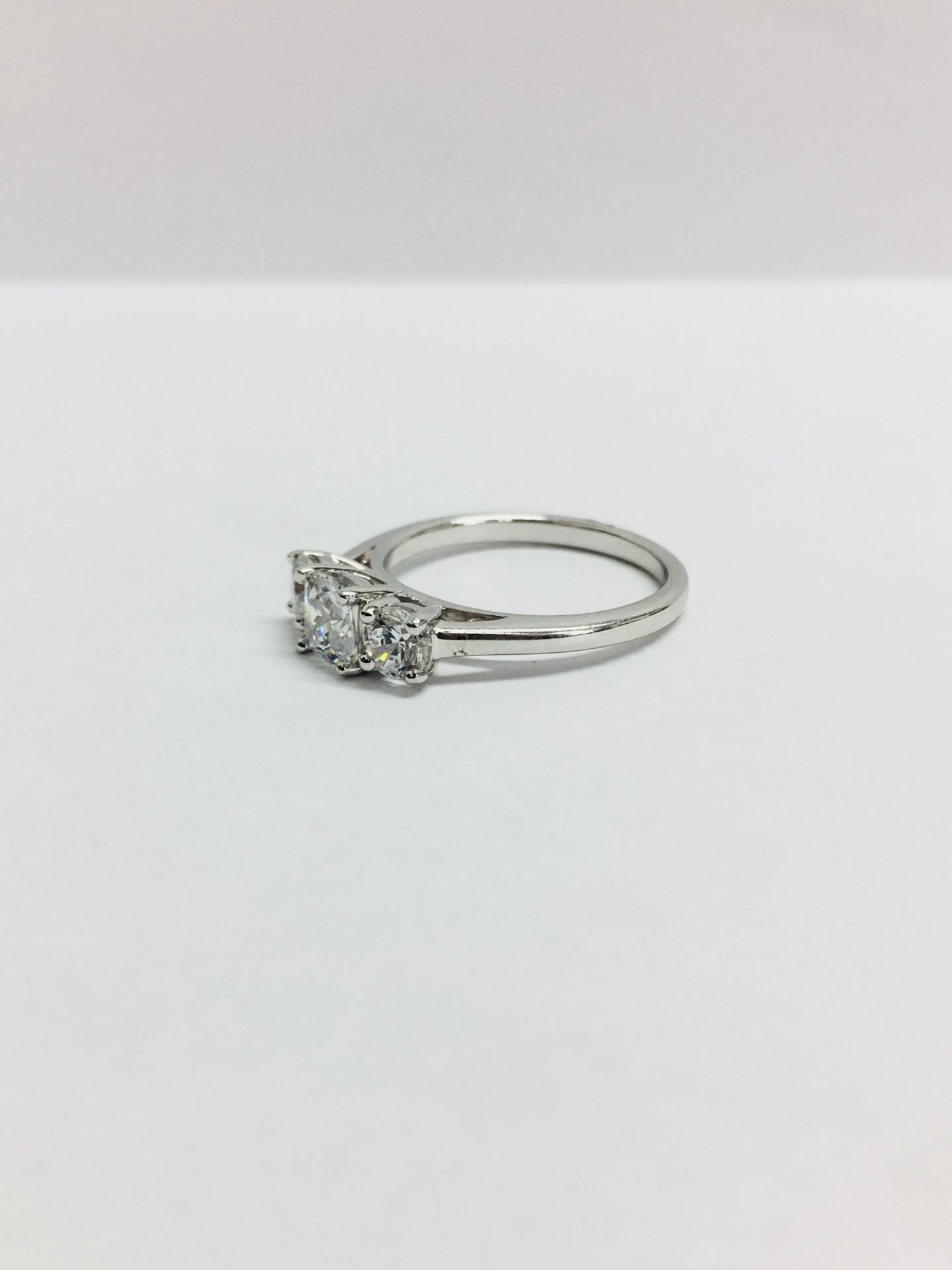 Platinum diamond three stone ring,centre stone 1ct cushion h colour vs clarity,excellent ut and - Image 2 of 4
