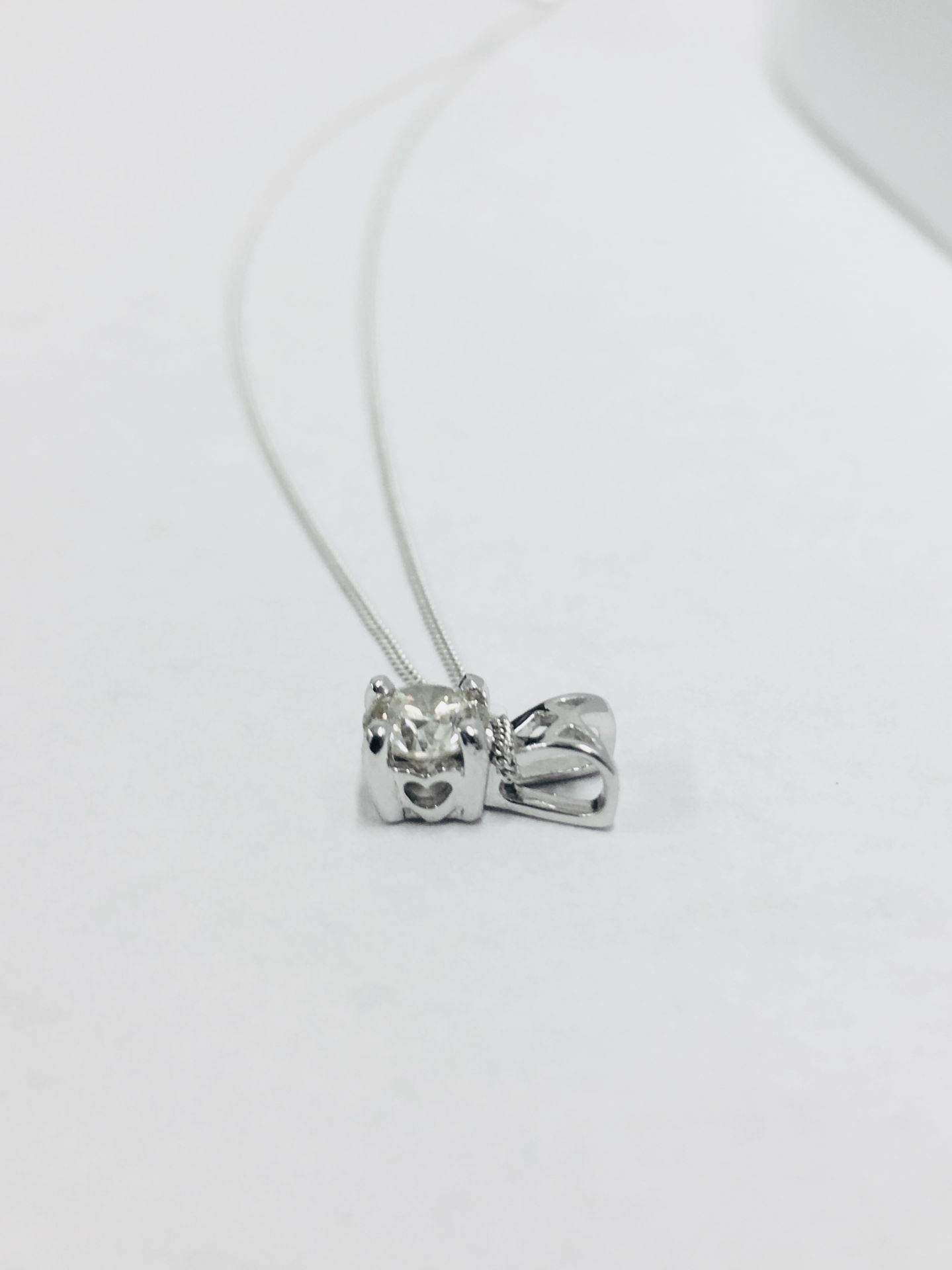 1.00ct diamond pendant set in platinum. H colour and I1 clarity. 4 claw setting with open bale and - Image 2 of 2