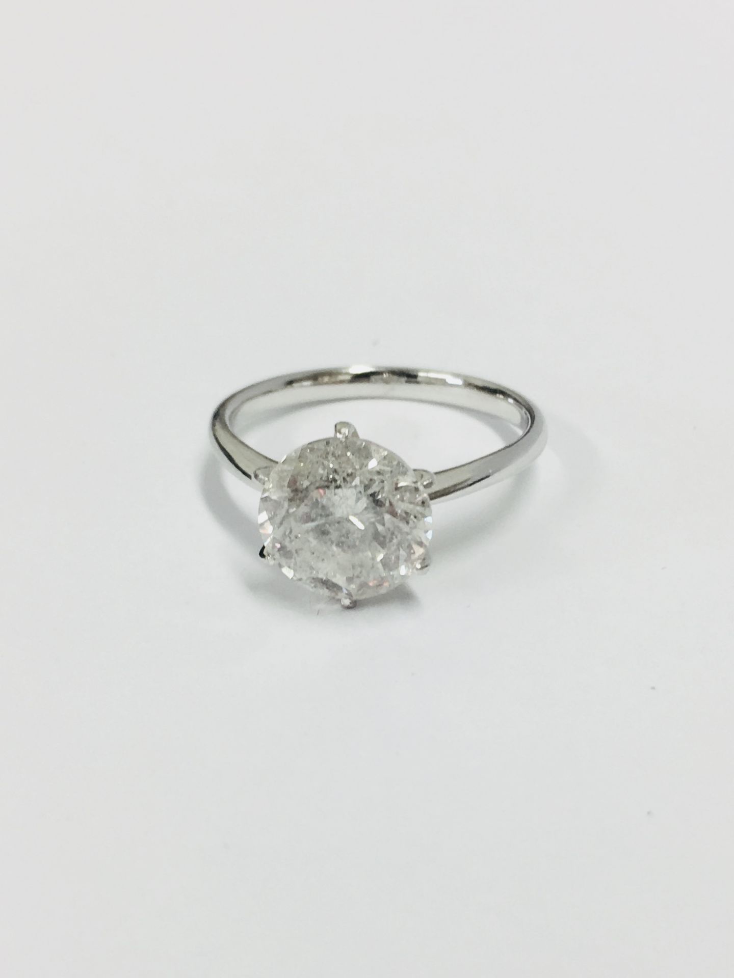 3.01ct brilliant cut natural diamond, I2 clarity I colour(clarity enhanced) ,platinum 6 claw - Image 3 of 4