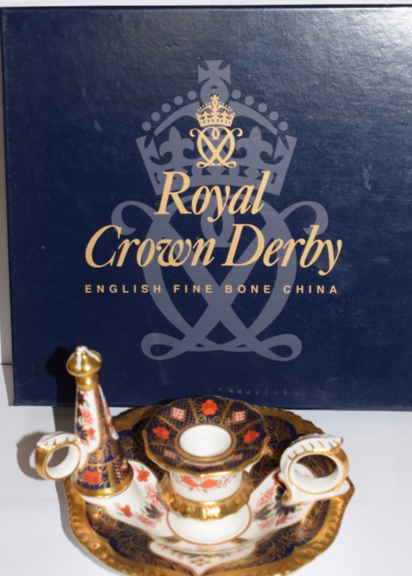 Rare Royal Crown Derby 1128 Candle Holder And Snuffer - Image 2 of 4