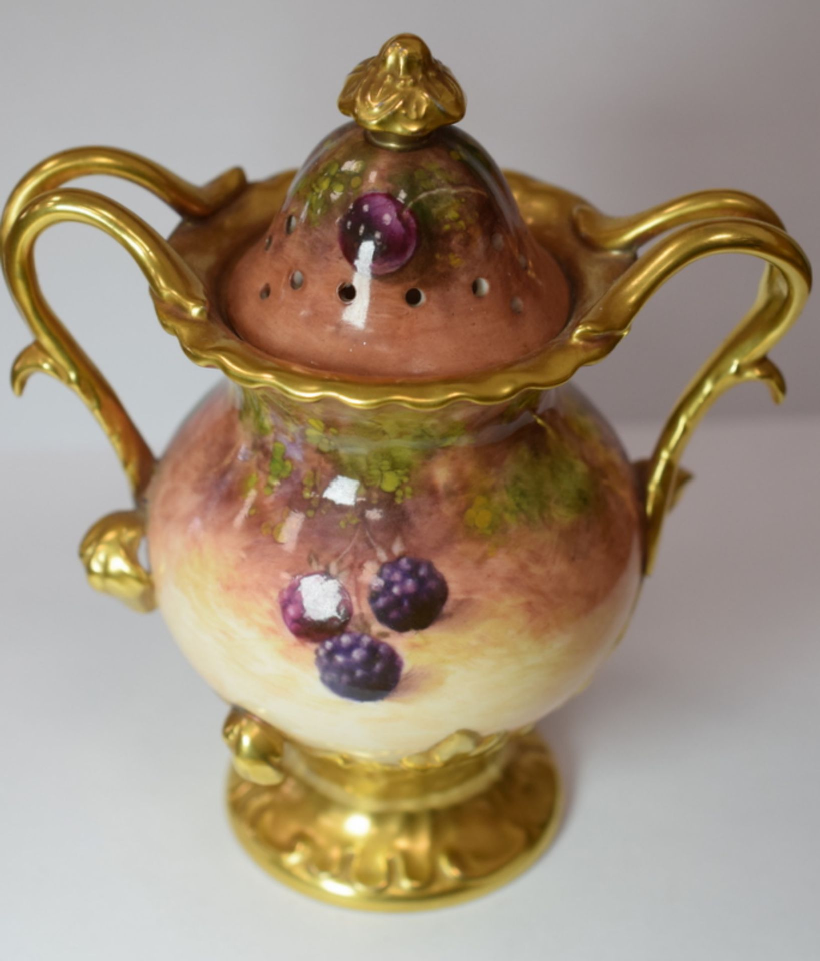 Small Hand Painted Coalport Potpourri Lidded Vase