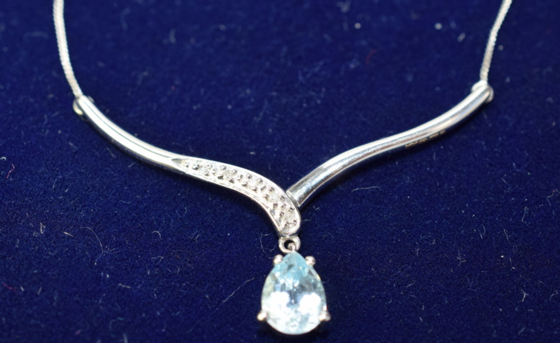 Clogau Welsh White Gold Necklace With Aquamarine And Diamonds Pendant