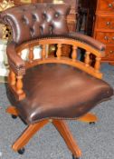 Leather Captain's Chair Chesterfield Button Back