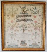 Antique Framed George III c1819 Sampler Hannah Lamb of Rawden West Yorkshire